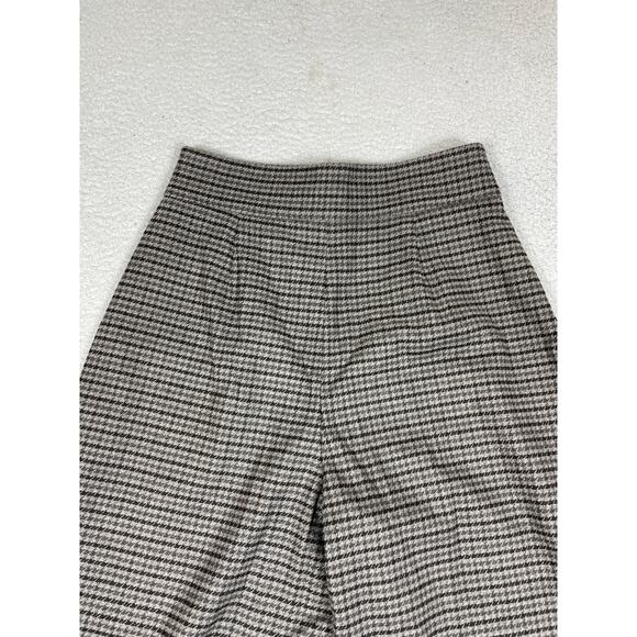 Zara Womens Size M Gray Houndstooth Wide Leg Cropped Pants - Picture 9 of 11